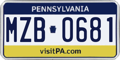 PA license plate MZB0681
