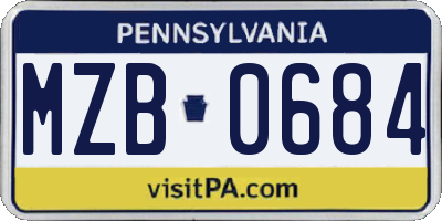 PA license plate MZB0684