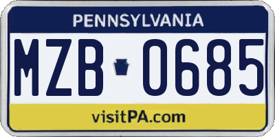 PA license plate MZB0685