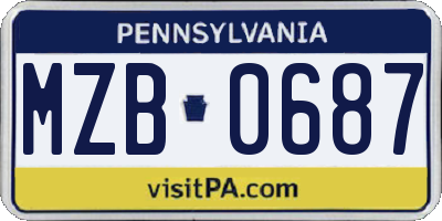PA license plate MZB0687