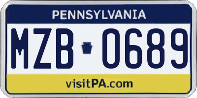 PA license plate MZB0689