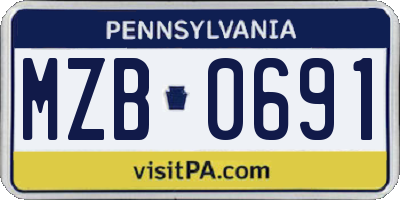 PA license plate MZB0691