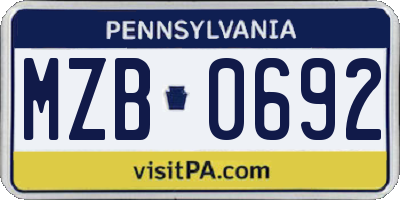 PA license plate MZB0692