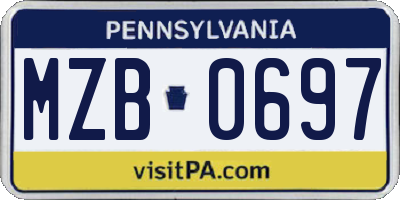 PA license plate MZB0697