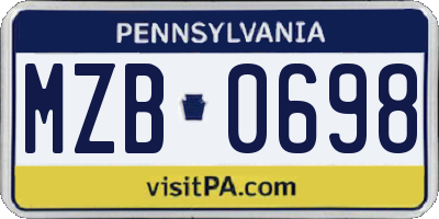 PA license plate MZB0698