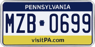 PA license plate MZB0699