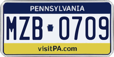 PA license plate MZB0709