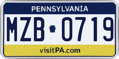 PA license plate MZB0719