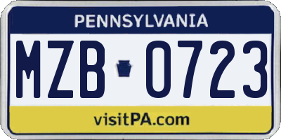 PA license plate MZB0723