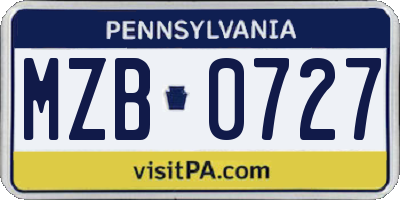 PA license plate MZB0727