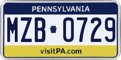 PA license plate MZB0729