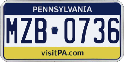 PA license plate MZB0736