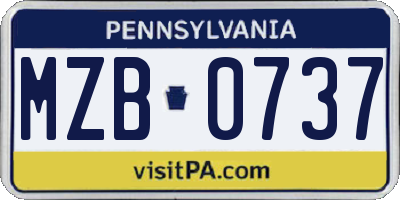 PA license plate MZB0737