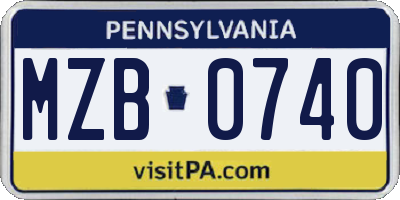 PA license plate MZB0740