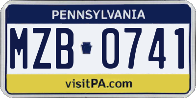 PA license plate MZB0741