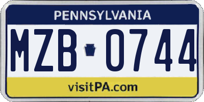 PA license plate MZB0744