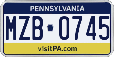 PA license plate MZB0745