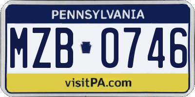 PA license plate MZB0746