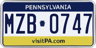 PA license plate MZB0747