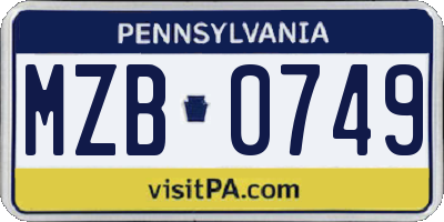 PA license plate MZB0749