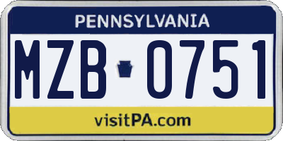 PA license plate MZB0751