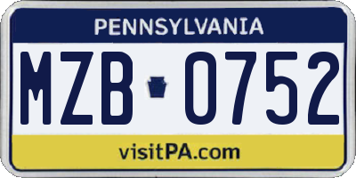PA license plate MZB0752