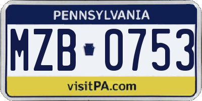 PA license plate MZB0753