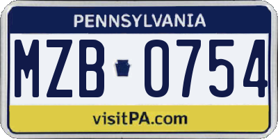 PA license plate MZB0754