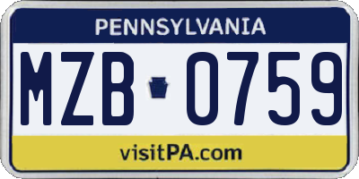PA license plate MZB0759