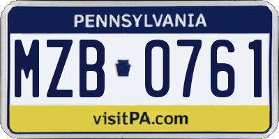 PA license plate MZB0761