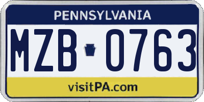 PA license plate MZB0763