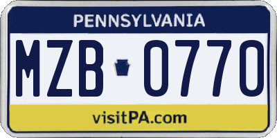 PA license plate MZB0770