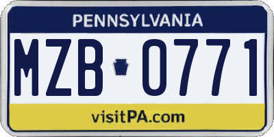 PA license plate MZB0771