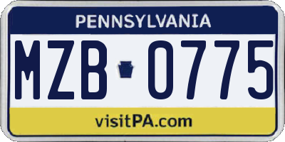 PA license plate MZB0775