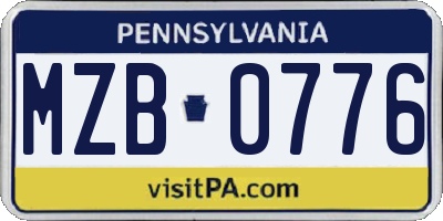 PA license plate MZB0776