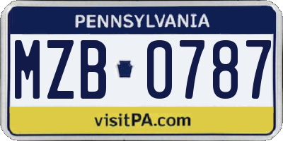 PA license plate MZB0787