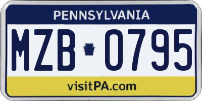 PA license plate MZB0795