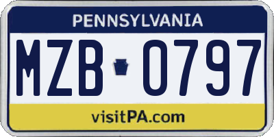 PA license plate MZB0797