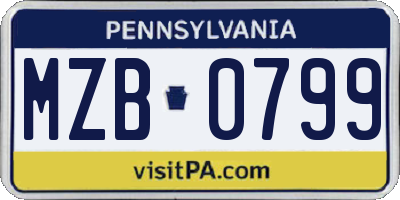 PA license plate MZB0799