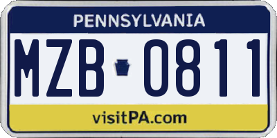 PA license plate MZB0811
