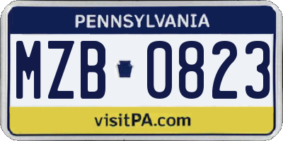 PA license plate MZB0823