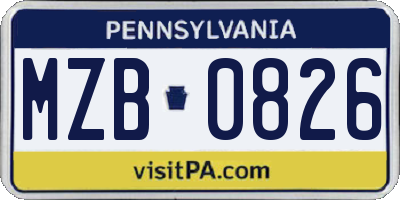 PA license plate MZB0826