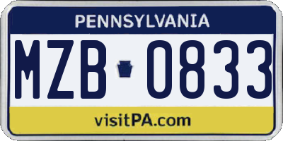 PA license plate MZB0833