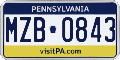 PA license plate MZB0843
