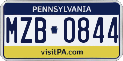 PA license plate MZB0844