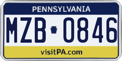 PA license plate MZB0846