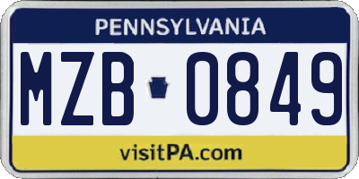 PA license plate MZB0849