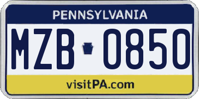 PA license plate MZB0850