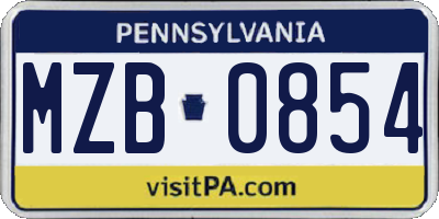 PA license plate MZB0854