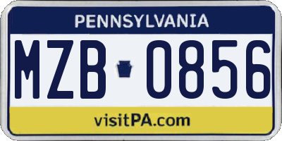 PA license plate MZB0856